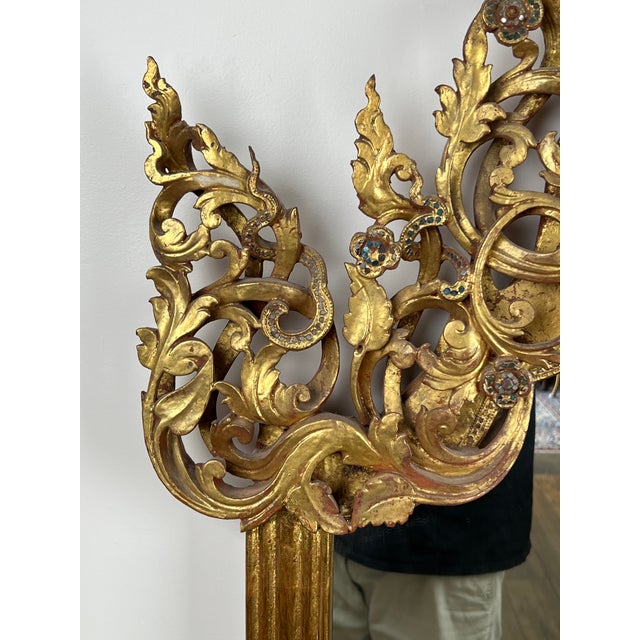 Antique Giltwood Burmese Shrine Mirror, Circa 19th Century For Sale In Boston - Image 6 of 12