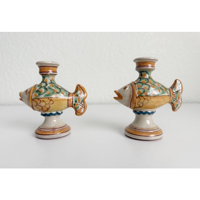 Ceramic Italian Ceramic Fish Candle Holders by Giacomo Alessi - A Pair For Sale - Image 7 of 11