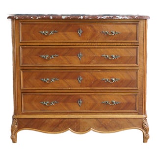 Antique Louis XV Marble Top Chest of Drawers For Sale