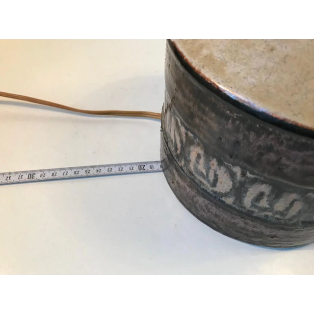 Brown Vintage Danish Stoneware Table Lamp by Jette Hellerøe for Axella, 1970s For Sale - Image 8 of 9