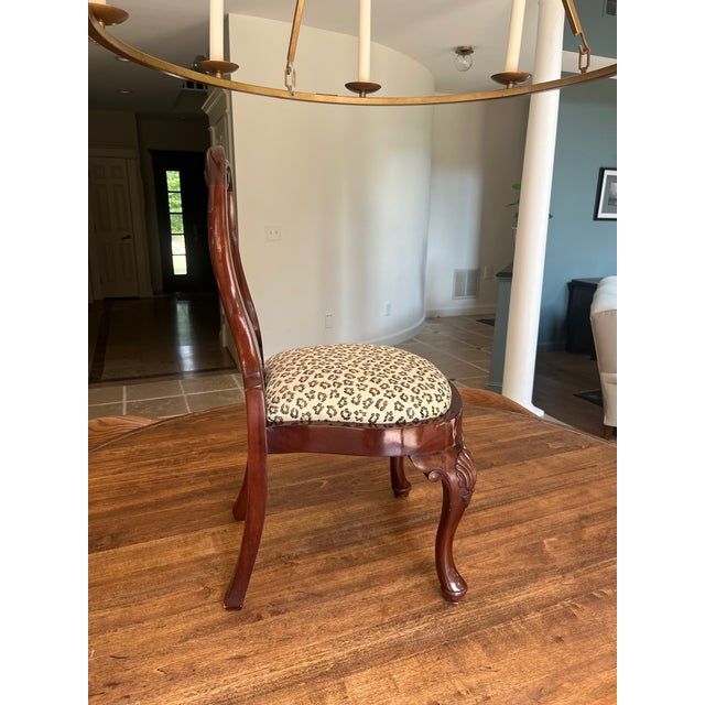Mid 20th Century Vintage Mahogany Queen Anne Style Children's or Sample Chair With Pale Gold Leopard Seat Cushion For Sale - Image 5 of 8