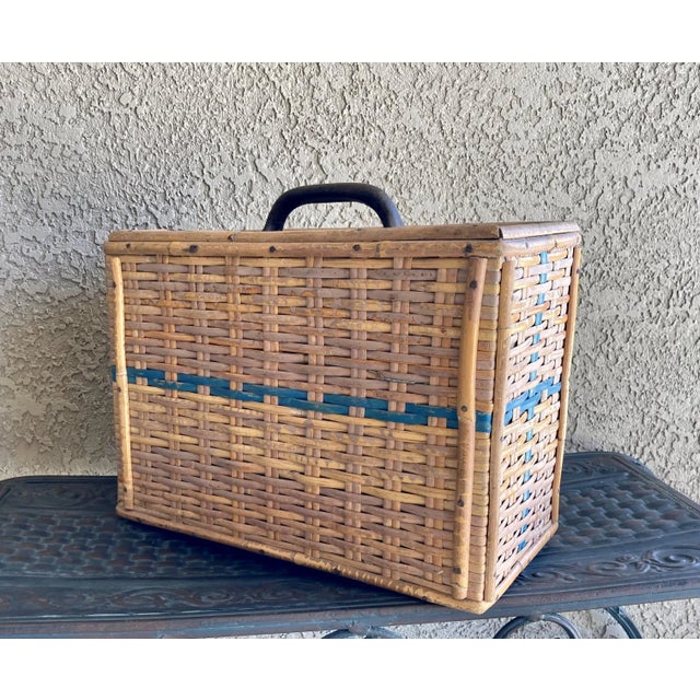Mid 20th-Century Bamboo & Rattan Carrier Basket For Sale - Image 13 of 13