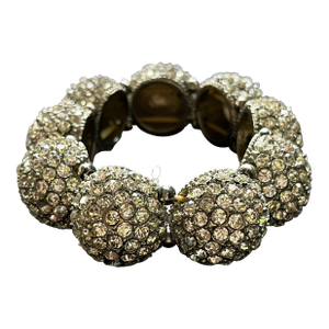 1990s Vintage Art Deco Revival Hollywood Regency Stretch Rhinestone Bracelet