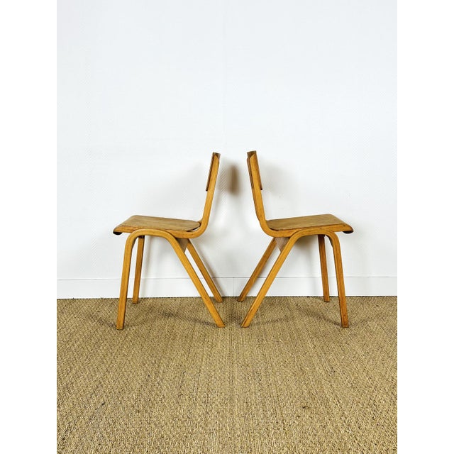 Set of Vintage School Chairs in Beech, 1960 For Sale - Image 6 of 16