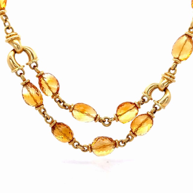 Vintage Citrine Bead 18k Gold Two Strand Necklace For Sale In Miami - Image 6 of 10