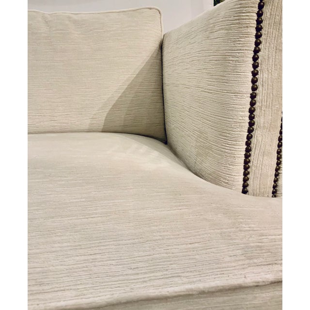 Wood Caracole Couture Modern White Velvet Club Chair For Sale - Image 7 of 9