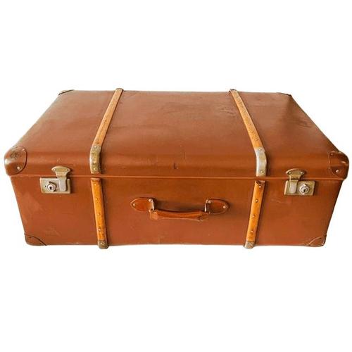 Antique Brocante Nubuck Leather Trunk, 1920s For Sale - Image 10 of 10