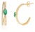 Emerald & Diamond Double Row Art Deco Hoop Earrings in 14k Yellow Gold- A Pair For Sale