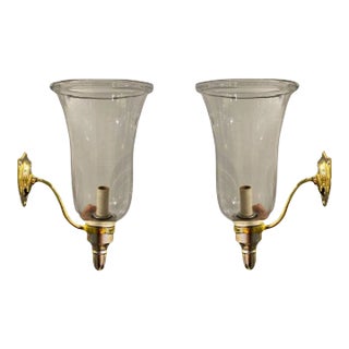1900s Hurricane Glass Sconces - a Pair For Sale
