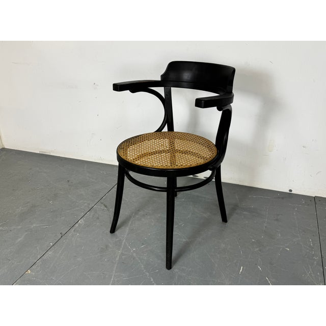 Bentwood Mod 233 Black Desk Chair with Rattan Seat from Thonet, 1930s For Sale - Image 6 of 13