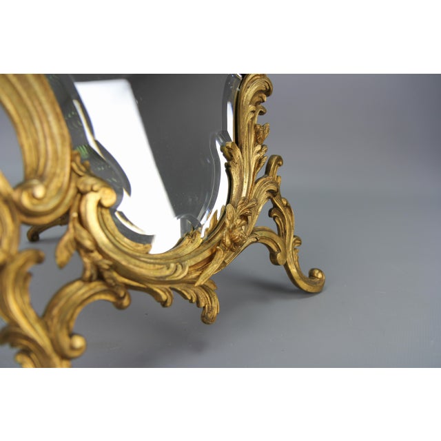 Rococo French Gilt Bronze Desktop Mirror with Cherub and Bird, 1890s For Sale - Image 16 of 18