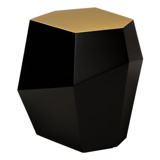 Three Rocks High Side Table in Black Lacquered and Top in Brushed Brass from Insidherland For Sale