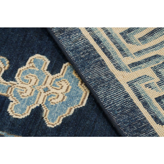 Textile Rug & Kilim’s Pictorial Dragon Rug in Navy Blue, With Geometric Borders For Sale - Image 7 of 7
