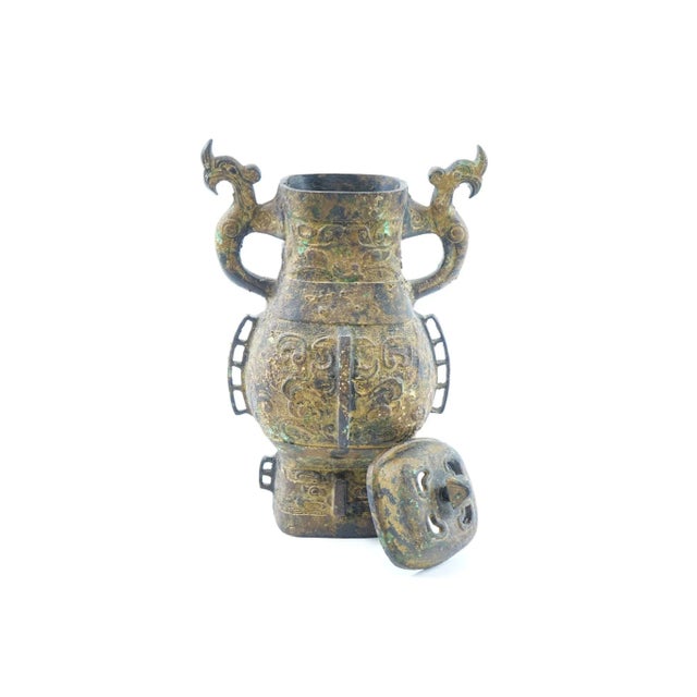 Art Nouveau Antique Far East Bronze Urn For Sale - Image 3 of 5