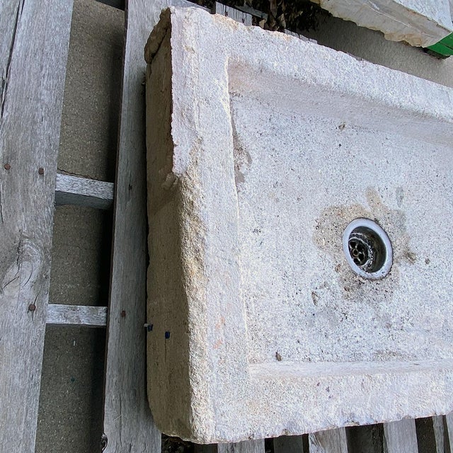 DETAILS An antique, rustic hand carved stone sink. Rectangular shallow trough sink basin. PLACE OF ORIGIN France | Europe...