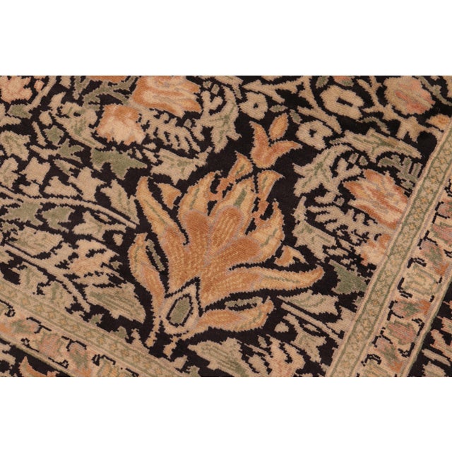Shabby Chic Art Nouveau 1990's Pak-Persian Black/Green Wool Rug - 6'3'' X 8'0'' For Sale - Image 3 of 9