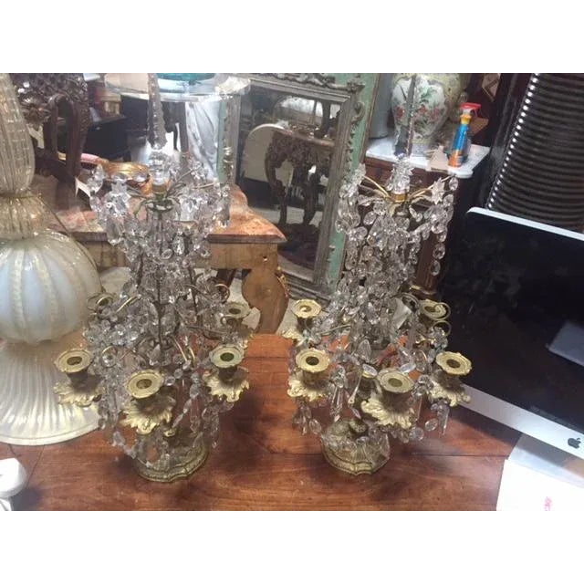 Early 19th Century French Dore Bronze & Crystal Girandoles - a Pair For Sale - Image 12 of 12
