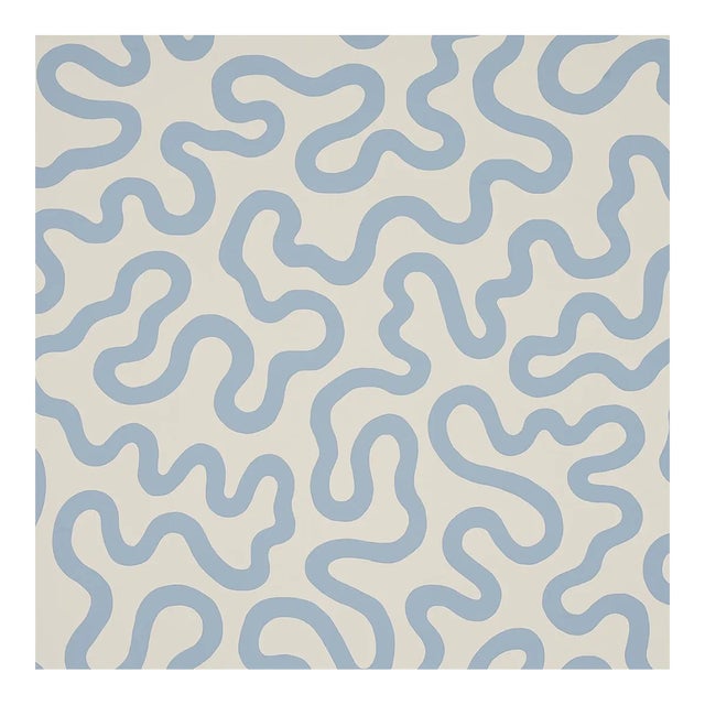 Sample - Schumacher Riley Wallpaper in Sky on Ivory For Sale