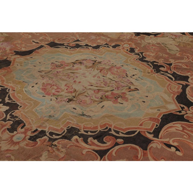 Traditional Antique French Aubusson Rug, Monumental Medallion in Terra-Cotta and Black - Rug & Kilim For Sale - Image 3 of 9