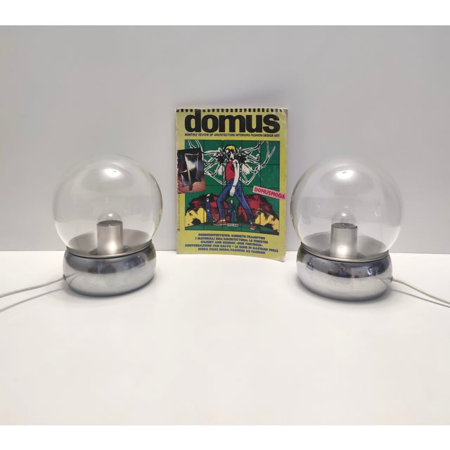 Postmodern Vieste Table Lamps in Glass and Metal attributed to G.P.A Monti for Candle, 1970s, Set of 2 For Sale - Image 3 of 12