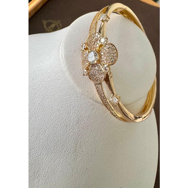 3.8 Carat Diamond 14 Karat Gold Cocktail Bangle Bracelet /cuff Estate 13.8 Gm For Sale - Image 18 of 18
