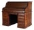 Antique Derby Oak Raised Panel S-Roll Top Desk With Carved Pulls C1920 For Sale