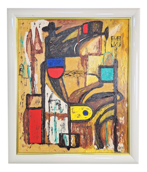W. Broek, Abstract Composition, 1993, Oil Painting on Canvas, Framed