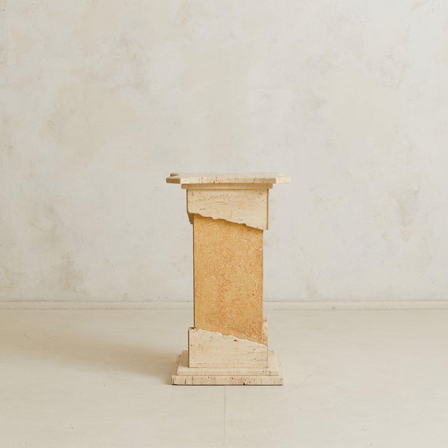 Beige Italian Travertine Pedestal with Raw Edges, 1970s - 2 Available For Sale - Image 8 of 11