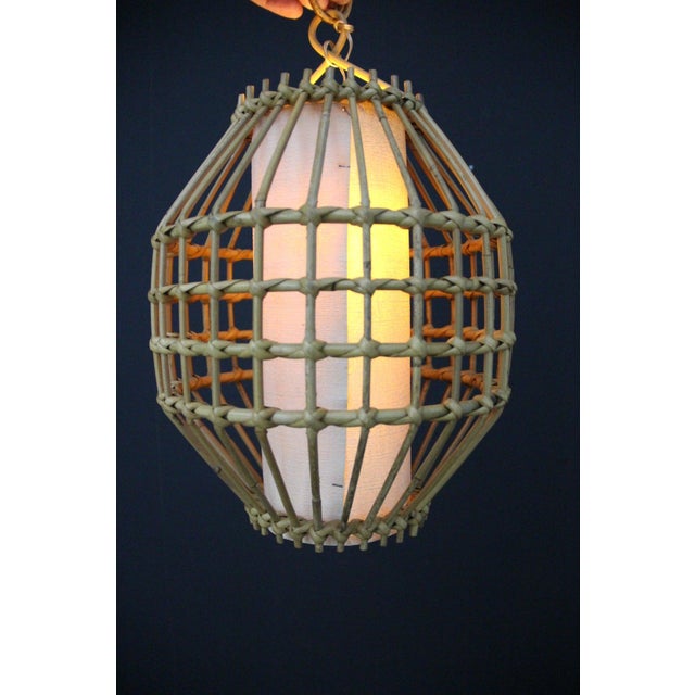 Hand-Woven Wicker Rattan Lantern in the style of Louis Sognot, 1950s For Sale - Image 10 of 14