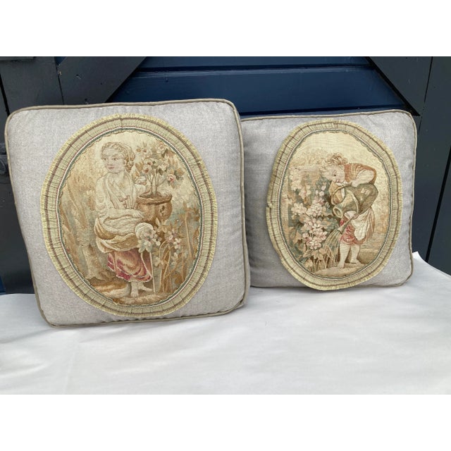 19th Century Aubusson Tapestry Pillows - a Pair For Sale - Image 9 of 9