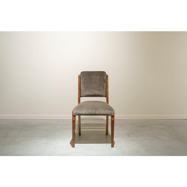 Art Deco Seating Set with Chairs and Armchairs in Grey Velvet, France, 1925, Set of 10 For Sale - Image 3 of 11
