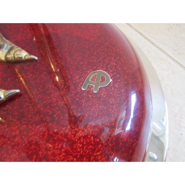 Rare Antonio Pavia Brass and Red Lacquered Wood Stork Floor Lamp Circa 1980s For Sale - Image 17 of 17