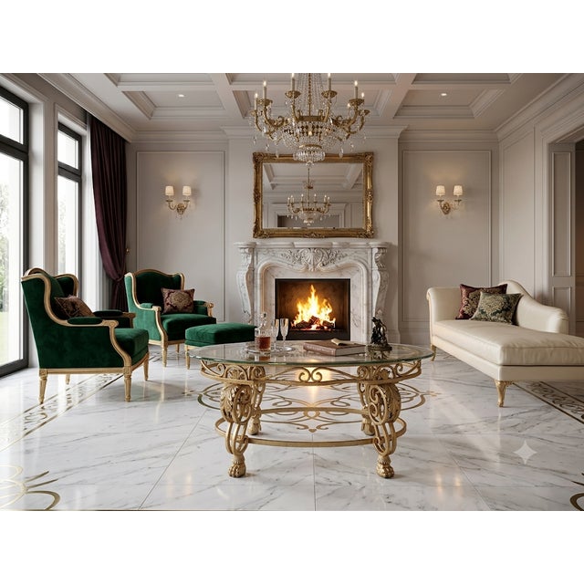 This 1960s French Style Rocco Gilt Wrought Iron lion foot Coffee Table is an antique piece that exudes elegance and charm....
