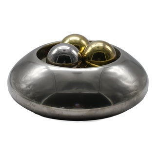 Il Punto Chrome and Brass Centerpiece, Italy, 1970s For Sale