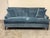 English Ethan Allen Peacock Blue Velvet Sofa For Sale - Image 3 of 12