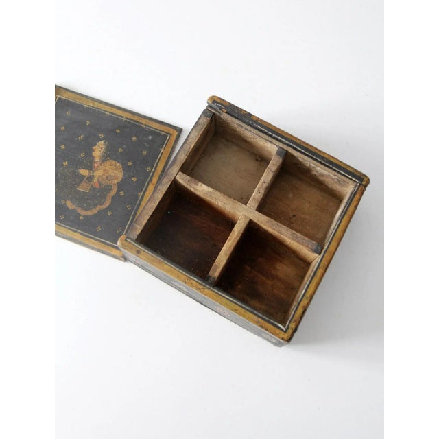 Black Vintage Painted Wooden Slide Top Box For Sale - Image 8 of 10