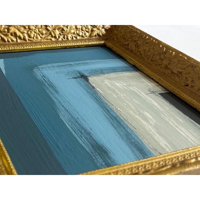 “Tranquility” Abstract Art in Antique Frame, Transitional Living Room Art by JTS For Sale - Image 4 of 10
