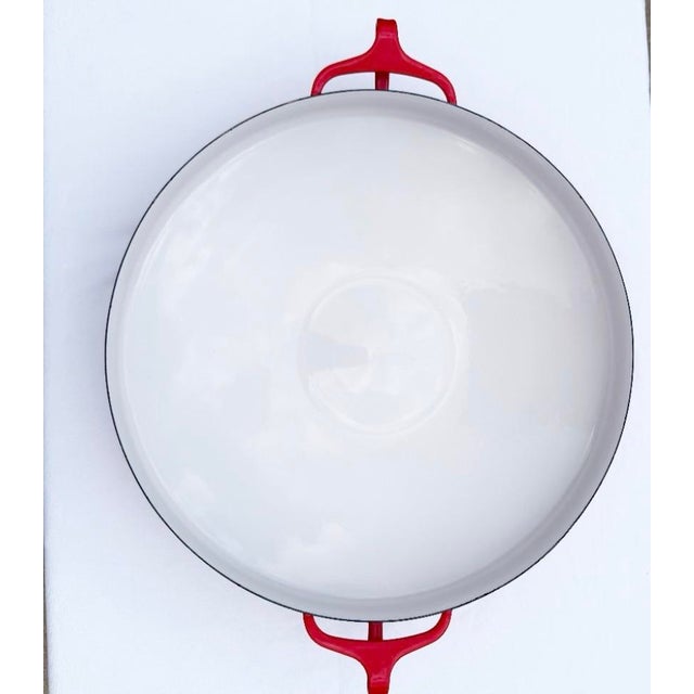 Red Vintage Dansk Enamel Kobenstyle Paella Pan With Red Handles For Sale - Image 8 of 9