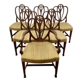 Vintage Tomlinson Sheraton Style Solid Mahogany Dining Chairs - Set of 6 For Sale