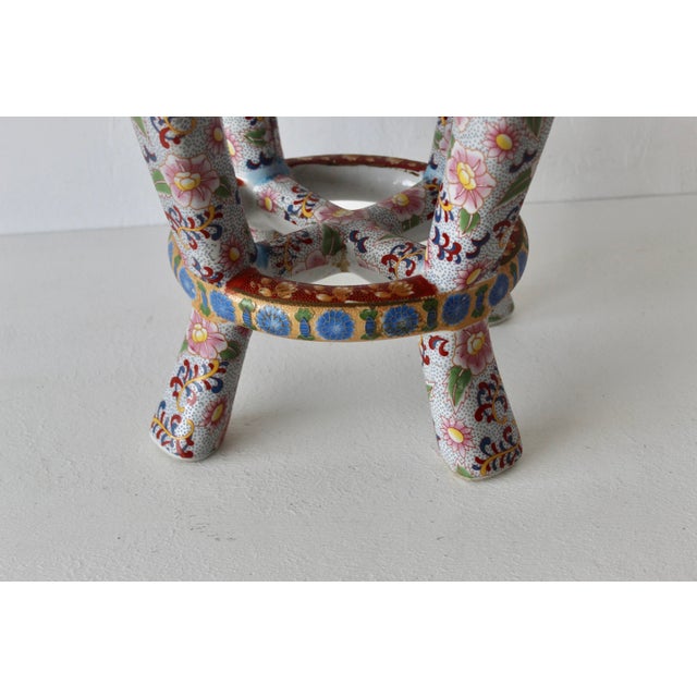 Ceramic 1970s Imari Style Gilt Ceramic Barrel Stool Plant Stand For Sale - Image 7 of 16