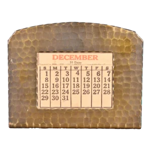 Roycroft Arts & Crafts Brass Finished Hammered Copper Desk Calendar Frame or Picture Frame