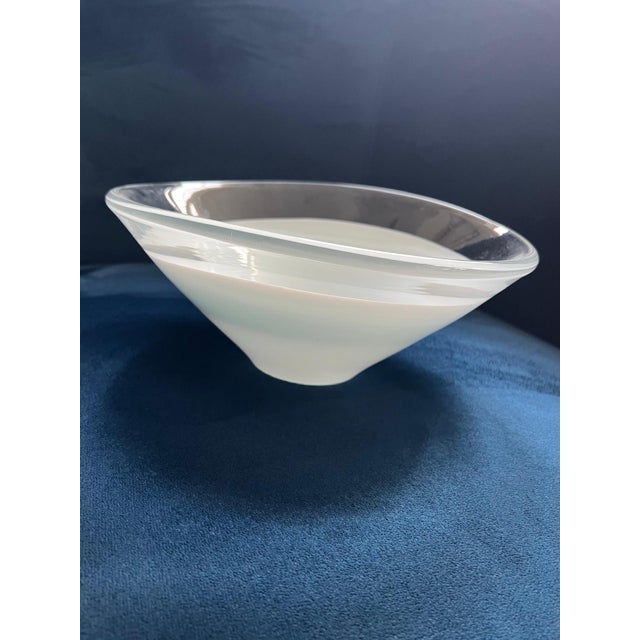 Crafted in Italy by Salviati for Tiffany & Co., this heavy modern art glass bowl features a soft frosted opaline interior...