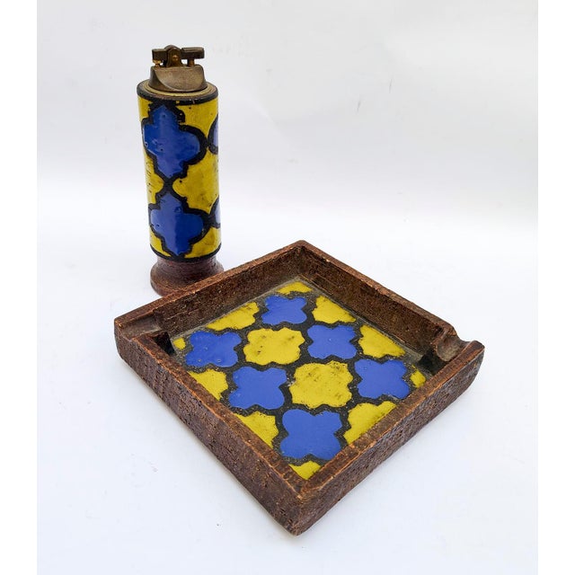 Mid-Century Modern Smoking Set with Ashtray and Lighter by Aldo Londi for Bitossi, 1960s, Set of 2 For Sale - Image 13 of 13