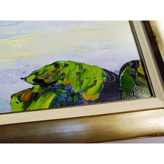 Maya Eventov Original Painting on Canvas Custom Framed Lily Pads For Sale - Image 12 of 13