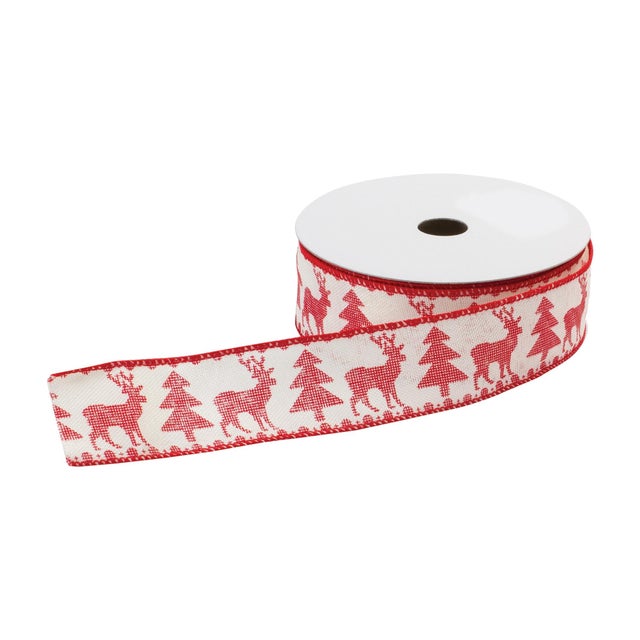 Add festive charm to your holiday decorating and crafting with this Red & White Wired Holiday Ribbon Set. Featuring a...