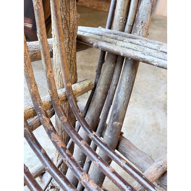 Vintage Rustic Bentwood Twig Hoop Back Armchair With Green Cushion For Sale In New York - Image 6 of 9