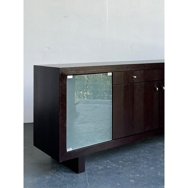 Vintage Frosted Glass Door Ebony Sideboard For Sale In West Palm - Image 6 of 15