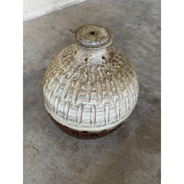 1970s Ceramic Pendant Lamp Shade Studio Pottery Light Fixture Mid-Century Modern 1970s For Sale - Image 5 of 10