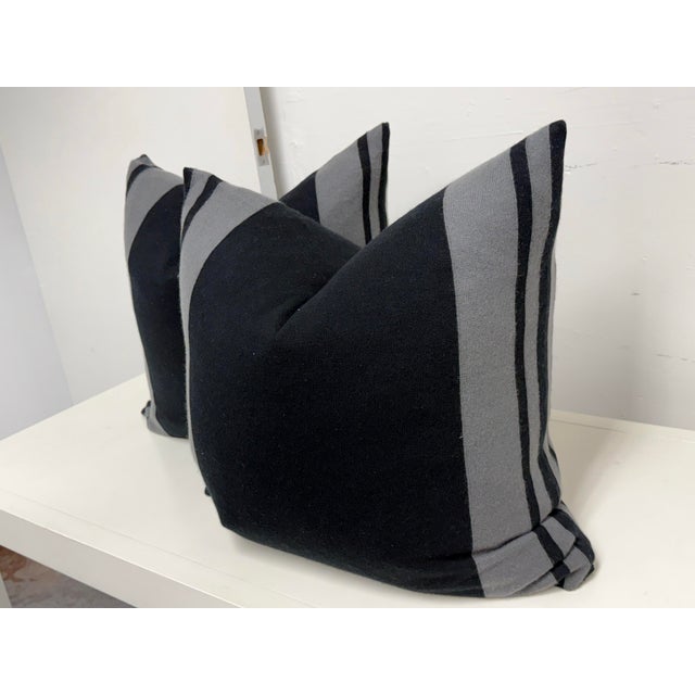 Contemporary Eastern Accents Black + Stripe Strip Pillows, Pair For Sale - Image 3 of 12