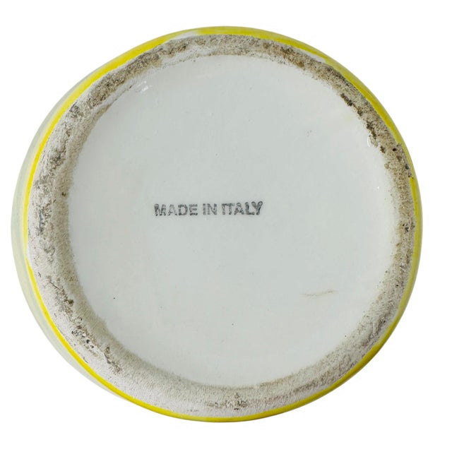 Vintage 1980s Italian Hand-Painted Yellow Floral Ceramic 12-Inch Urn Vase For Sale - Image 12 of 12